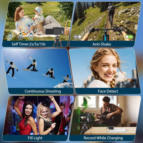 Vista 5 de Cámara Digital 4K de 50 MP con Enfoque Automático Cámara de Vlogging para YouTube con Pantalla Abatible de 180° de 2.8 pulgadas, Cámara de Zoom
