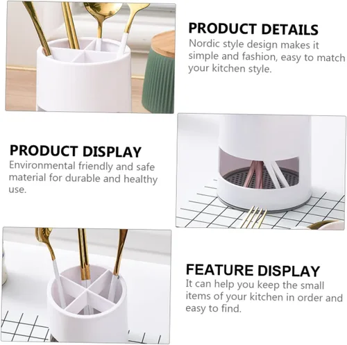 Vista 8 de SHOWERORO Soporte para palillos, almacenamiento de drenaje, caja de palillos, estante ventilado, organizador de escritorio de cocina y baño