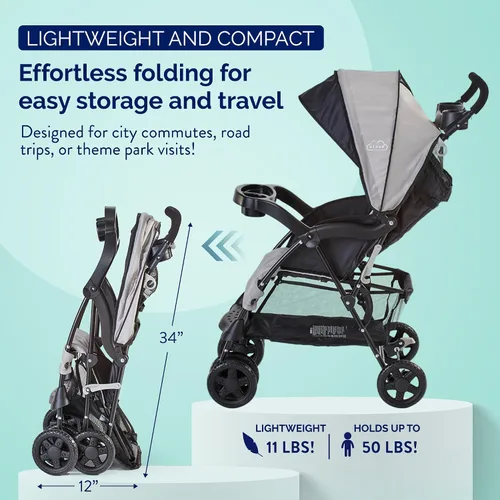 Vista 3 de Kolcraft Nube Plus Asiento ligero carriola con sistema de seguridad de 5 y multi-positon reclinable, Slate