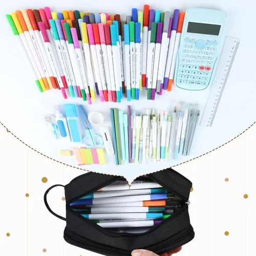 Vista 5 de Homecube Bolsa de almacenamiento de tela Oxford, soporte para bolígrafos, bolsa de maquillaje, organizador de papelería, bolsa para lápices