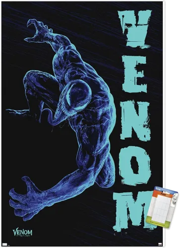 Vista 10 de Trends International Marvel Venom: Let There be Carnage - Póster de pared negro y azul, 22.4 pulgadas de largo x 14.7 W, versión enmarcada de madera