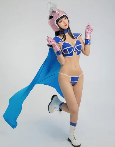 Vista 2 de Miccostumes Disfraz de anime para mujer y niña, con gorro, guantes y accesorios para cinturón