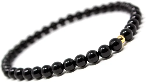 Vista 5 de Charged Healing Crystal Bracelet - Natural 4mm Gemstones with 14k Gold Filled Bead, Stretch Cord - Semi-Precious Jewelry for Women & Men