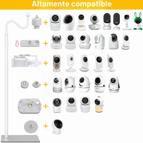 Vista 2 de iTODOS Soporte de pie para monitor de bebé compatible con HelloBaby HB6550/6560, Infant Optics DXR-8 Pro, Nanit Pro y Flex Stand, VTech VM819/VM901