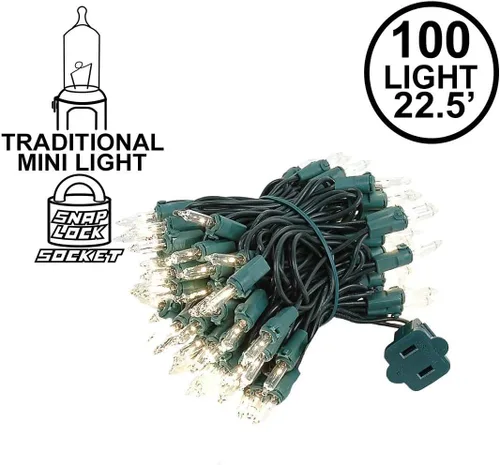 Vista 3 de Novelty Lights Mini luces incandescentes de alambre verde transparente de 22 pies, 100 bombillas verde (Green Wire)