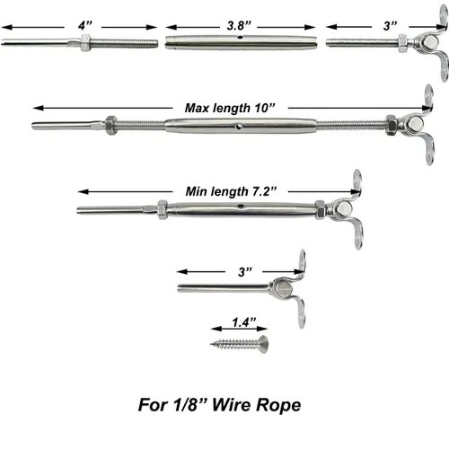 Vista 2 de Accesorios de barandilla de cable, kit de barandilla de cable de 12 pares, para sistema de barandilla de cable de 1/8 pulgadas, ángulo ajustable
