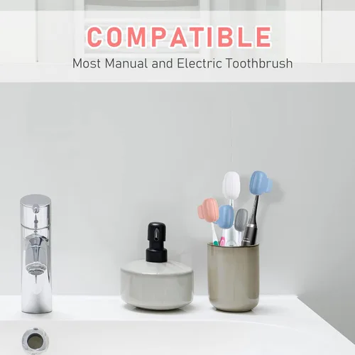 Vista 2 de Paquete familiar de fundas para cepillos de dientes, tapas para cepillos de dientes, protector de estuche de viaje, clip de plástico para viajes 4