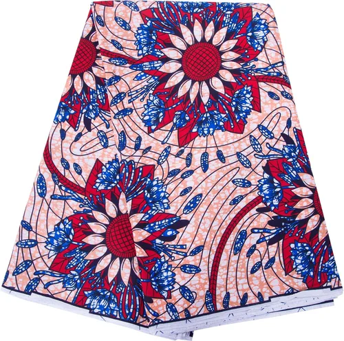 Vista 15 de BintaRealWax Tela africana de 6 yardas 100% algodón Ankara Kente Print Fabric Paño geométrico circular rojo de la impresión de la cera