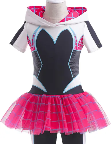 Vista 2 de IECOPA Dress Up & Pretend Play,Costumes for Girls Halloween Cosplay Hero Suit Toddler Theme Party (5-6 Years)