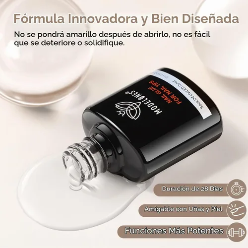 Vista 4 de Modelones - Juego de pegamento en gel para uñas de 9 en 1 con cepillo, gel de uñas de 15 ml para strass, gel de base, kit de gel de uñas de arte