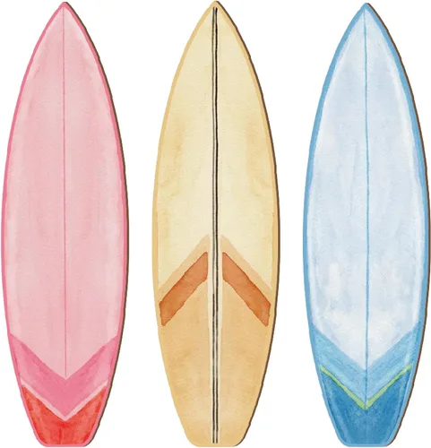 Vista 11 de RattanView 3 piezas de decoración de tabla de surf para dormitorio, decoración de pared de playa de madera, tabla de surf de madera de verano