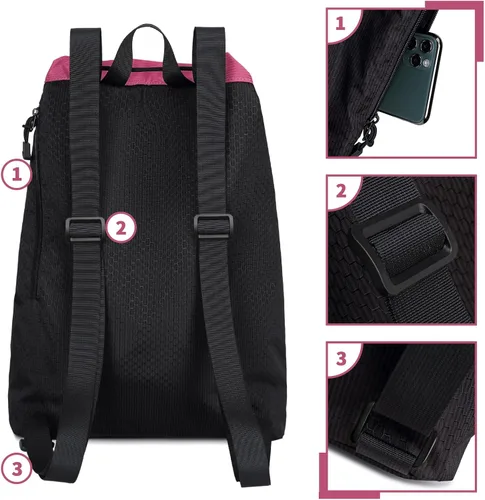 Vista 4 de Lohol Mochila grande de malla con cordón y bolsa para zapatos, saco de natación duradero con asa para deportes, gimnasio, yoga, playa, viajes