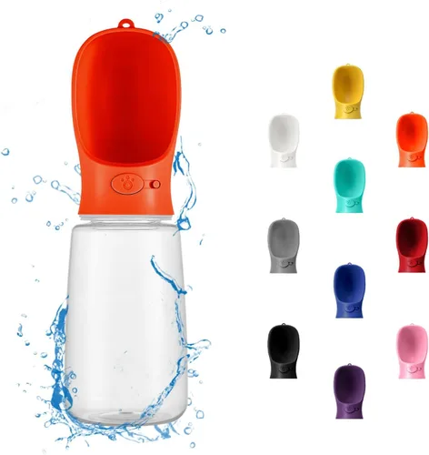 Vista 20 de WePet Botella de agua portátil para perros, 12 onzas, dispensador de agua para cachorros a prueba de fugas con alimentador de bebida para mascotas