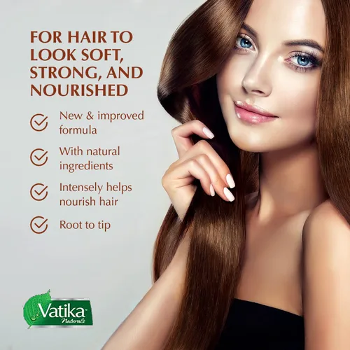 Vista 5 de Dabur Vatika Naturals - Aceite enriquecido para el cabello, hidratante natural, suero fortalecedor para un cuero cabelludo saludable, nutritivo