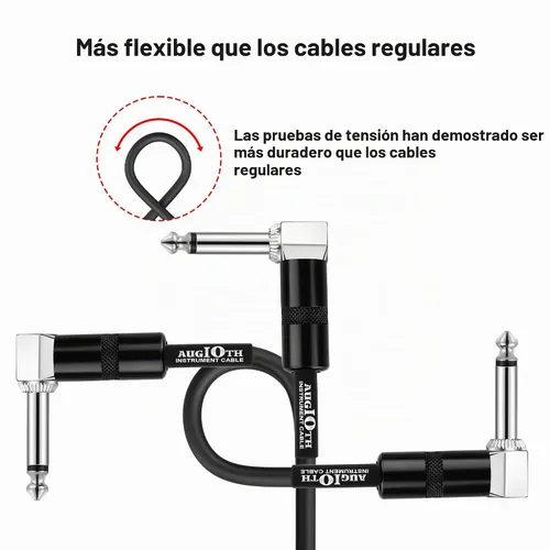 Vista 5 de Cable de conexión de guitarra de 6 pulgadas, cables de pedal de efecto de guitarra de 5.9 in, en ángulo Ángulo en ángulo