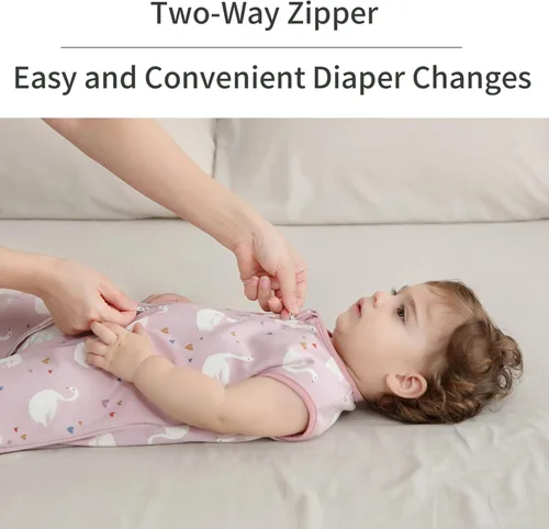 Vista 4 de insular Paquete de 2 mantas de algodón para bebé, saco de dormir con cremallera de 2 vías para niños y niñas, unisex