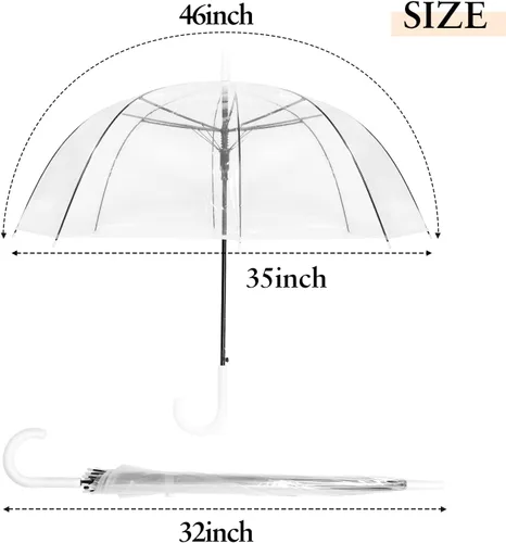 Vista 3 de WASING Paquete de 10 sombrillas de burbujas transparentes de 46 pulgadas, estilo boda, toldo grande, transparente, apertura automática, resistente