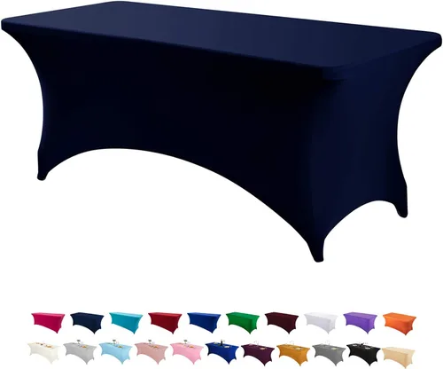 Vista 12 de Peomeise - Funda de mesa de elastano de 4 pies, mantel rectangular elástico de elastano (verde manzana, 4 pies)