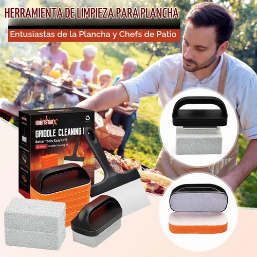 Vista 7 de Kit de limpieza de plancha para accesorios de plancha Blackstone - Kit de limpieza de plancha de 12 piezas - Juego de limpiador de parrilla