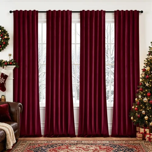 Vista 30 de MIULEE Navy Blue Velvet Curtains 4 Panels Set Back Tab 40 x 96 Inch Long Azul marino