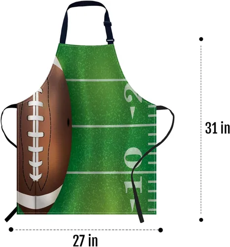 Vista 5 de oFloral Delantal de campo de fútbol americano y pelota, unisex, ajustable, delantal de chef de cocina, delantal para mujeres y hombres para cocina