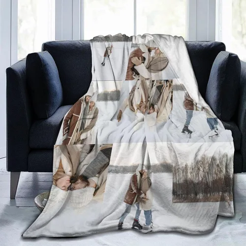 Vista 27 de HooSo Manta Personalizada para Cama con Fotos y Texto, Mantas Personalizadas con Collage de Fotos para Regalo de Cumpleaños Familiar y Boda, Collage