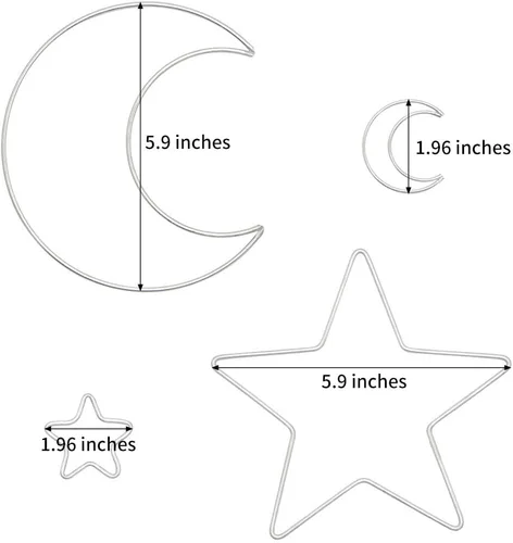 Vista 2 de 20 anillos de metal con diseño de luna y estrella, atrapasueños, círculo, macramé, para manualidades, atrapasueños, fabricación de atrapasueños