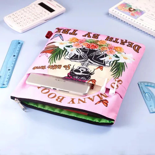 Vista 3 de LParkin So Many Books So Little Time Death by TBR - Funda para libros para lectores, funda de libro de tapa blanda con cremallera