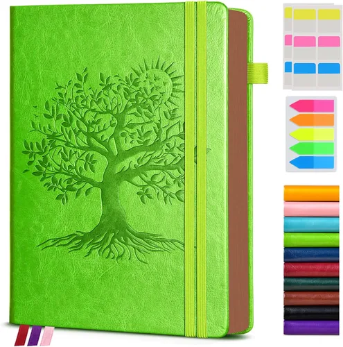 Vista 9 de Diario vintage de cuero con 300 páginas numeradas, diario rayado A4 para hombres y mujeres, diarios para escribir, cuaderno de rayas universitarias