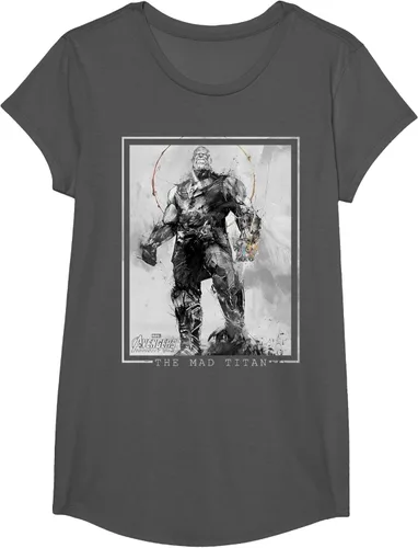 Vista 34 de Marvel Avengers Infinity War Thanos Sketch Graphic Camiseta Negro