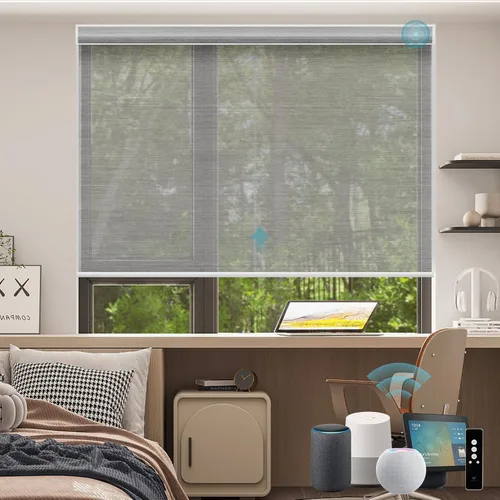 Vista 11 de SmartWings Persianas Enrollables Inteligentes Motorizadas con Filtro de Luz, Persianas Eléctricas con Control Remoto para Ventanas Compatibles