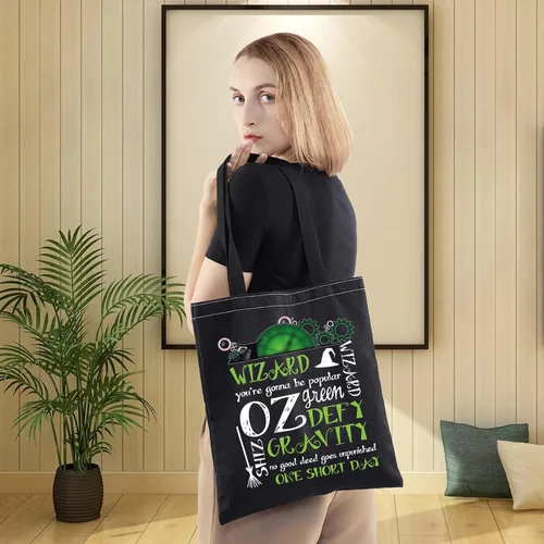 Vista 6 de LEVLO Witch Musical Tote Bag Witch Fans Defy Gravity Musical Witch Shoulder Bag