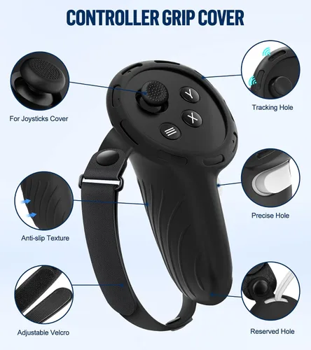 Vista 3 de Silicone Cover Set Compatible with OculusMeta Quest 3, Touch Controller Grips Cover, VR Shell Cover, Facial Interface Cover, Protective Lens Cover