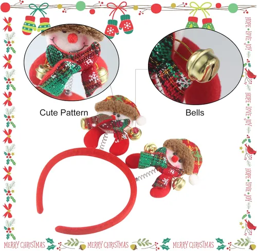 Vista 3 de Juego de 12 diademas y sombreros de Navidad para fiestas, decoración navideña para fiestas de temporada navideña y accesorios para cabina de fotos