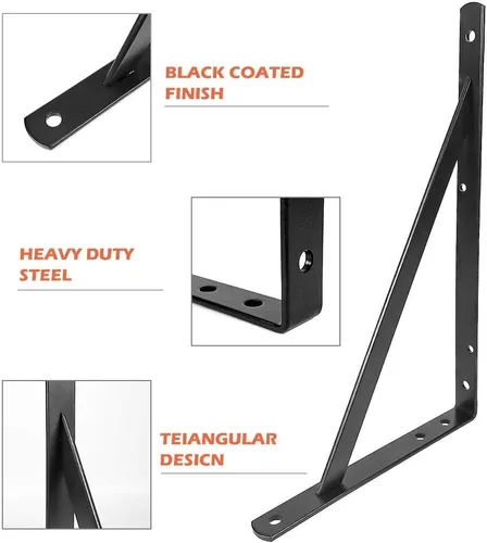 Vista 3 de Soportes de estante de 14 pulgadas, soporte flotante resistente para estantes abiertos, soportes de pared angulares de metal negro para 14 y 16