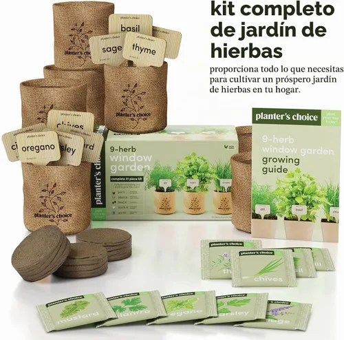 Vista 2 de Kit de jardín para ventana interior de 9 hierbas, semillas de plantas de interior, regalos de cumpleaños Best Unique Gift Ideas for Women, Mom