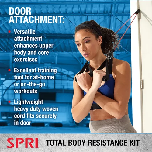 Vista 6 de SPRI Resistance Band Kit - Resistance Training Interchangeable Tubes for Full Body Toning - Includes 5 Exercise Bands, Ankle/Wrist Strap with Padded