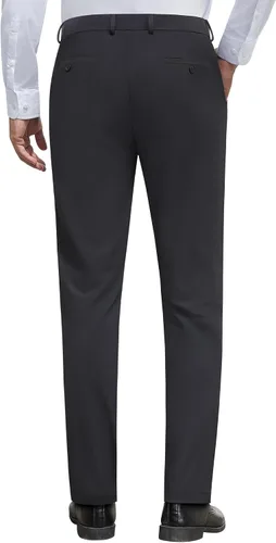 Vista 4 de Alimens & Gentle Pantalones de vestir elásticos para hombre, pantalones de golf sin planchado, cintura ampliable, parte delantera plana, pantalones