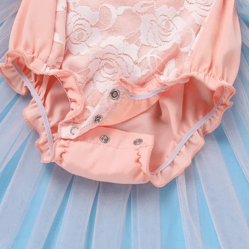 Vista 35 de Traje de bebé niña primer cumpleaños traje de encaje tul mameluco princesa tutú vestido de un año cumpleaños pastel Smash fotografía ropa