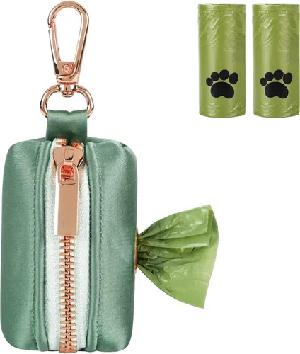 Vista 25 de Lionet Paws Lindo soporte para bolsas de excrementos de perro con bolsa para correa, dispensador de seda para perros, collar a juego Azul