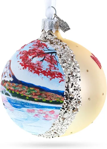 Vista 2 de Monte Fuji, adorno navideño de bola de cristal de Japón, 3,25 pulgadas
