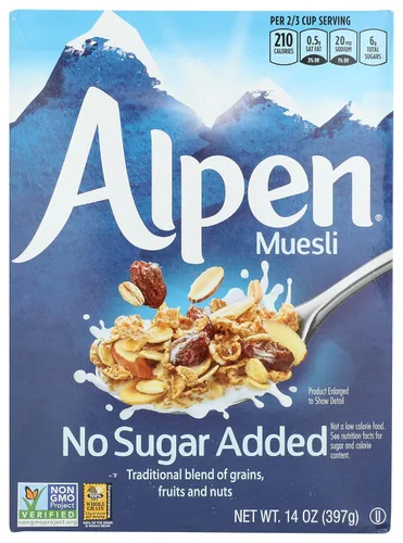 Vista 6 de Alpen Cereal Muesli sin azúcar añadido, paquete de 3 cajas de 14 onzas