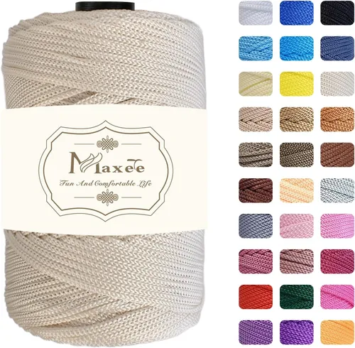 Vista 33 de Cordón de macramé de poliéster de alta calidad de 0.118 in × 218 yardas, 0.118 in, 100% polipropileno, ideal para ganchillo, ganchos de pared