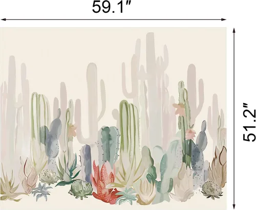 Vista 7 de Manicer Tapiz de cactus, coloridas plantas y hierbas, tapiz botánico para colgar en la pared, tapiz de paisajes naturales, mural para dormitorio