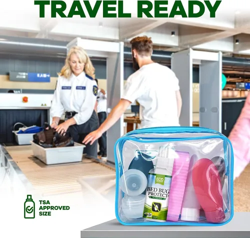 Vista 4 de Eco Defense - Spray contra chinches de tamaño de viaje - Aprobado por TSA 85 ml – Artículos esenciales de viaje para hotel, crucero, vacaciones