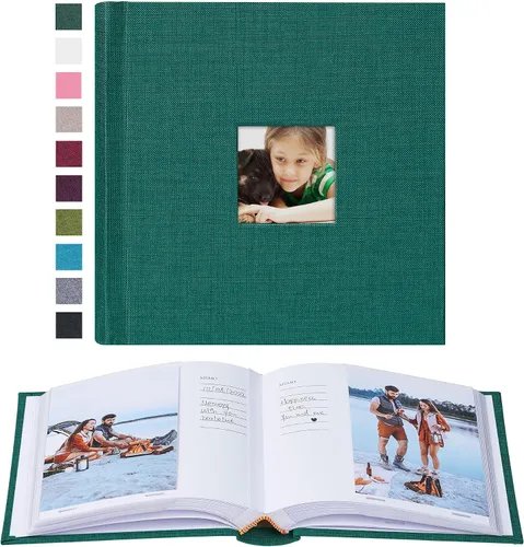 Vista 45 de Mublalbum - Pequeño álbum de fotos 4x6 con cubierta de lino y áreas de notas, libro de fotos con bolsillos verticales para boda, familia, bebé