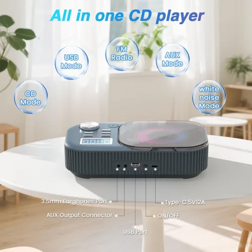Vista 10 de MONODEAL Reproductor de CD portátil, reproductor de CD portátil de ruido