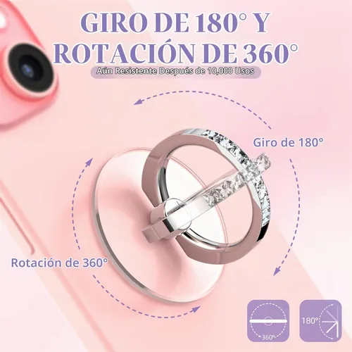 Vista 4 de Jsoerpay - Soporte transparente para anillo de teléfono, 2 piezas, soporte transparente para anillo de teléfono celular con diamante, agarre