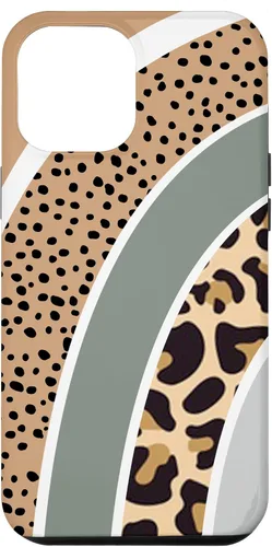 Vista 26 de Boho Burnt Orange Half Rainbow with Dotted Pattern Leopard Case for iPhone 17