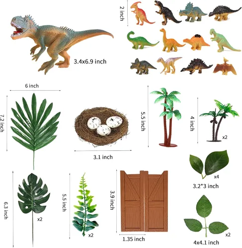 Vista 2 de 32 decoraciones de dinosaurio para tartas de cumpleaños con hojas de huevos de dinosaurio para decoración de pasteles de fiesta de cumpleaños
